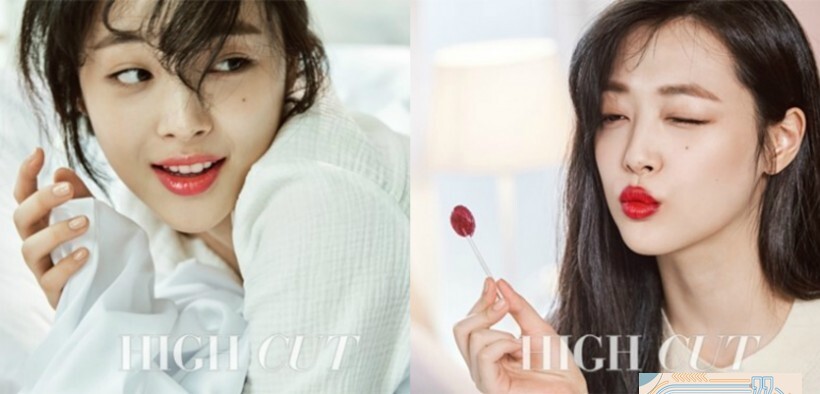 Sulli为《HIGH CUT》杂志拍摄了一租美妆写真