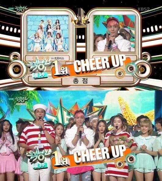女团TWICE凭借歌曲《CHEER UP》再一次夺得冠军  跻身“十冠王”