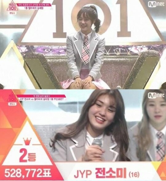 Mnet综艺节目《Produce 101》中，首次投票排名正式公开