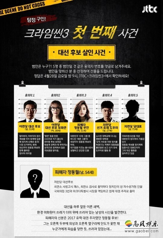 综艺节目《Crime Scene》公开嫌疑人身份悬赏“通缉罪犯”