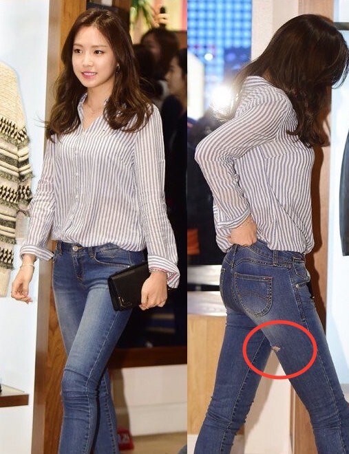 A Pink成员孙娜恩牛仔裤后面却露个大洞 A Pink成员孙娜恩牛仔裤后面却露个大洞