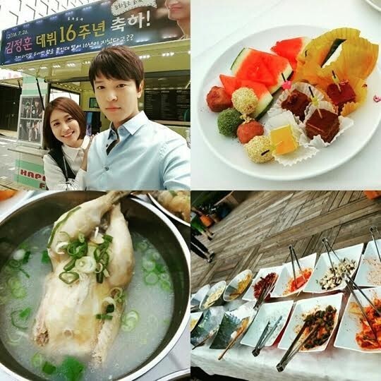 金桢勋出道16周年，粉丝们给他送来了餐车礼物