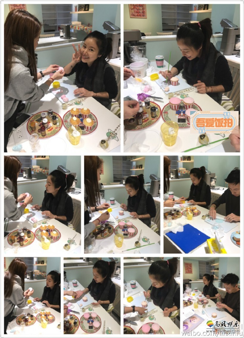 林心如在微博晒出了一组学做蛋糕的照片