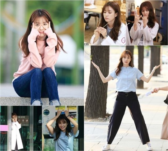 日前公开了演员韩孝周的片场花絮照