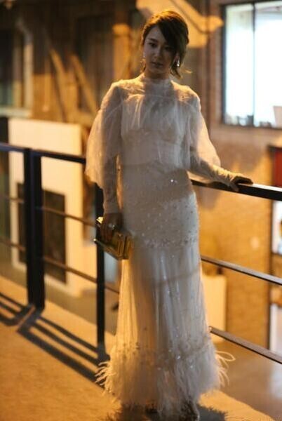 杨紫一袭薄纱现身时尚颁奖典礼？