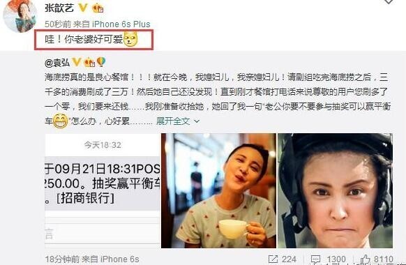 张歆艺吃饭消费误刷三万,老公袁弘说了什么? 张歆艺吃饭消费误刷三万,老公袁弘说了什么?