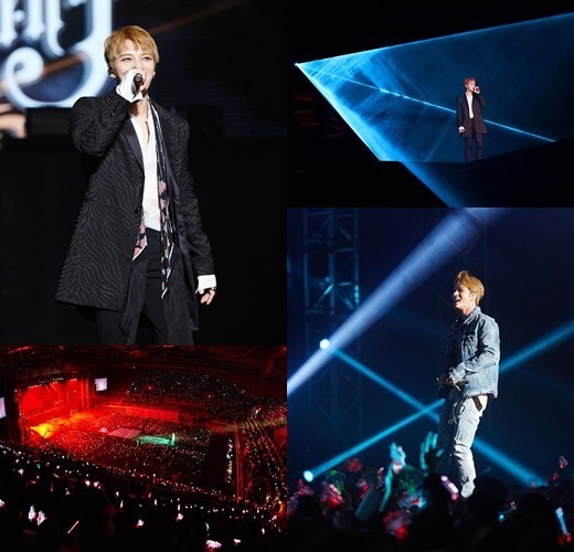 韩国男团JYJ成员金在中在首尔高丽大学举行了亚洲巡回演唱会