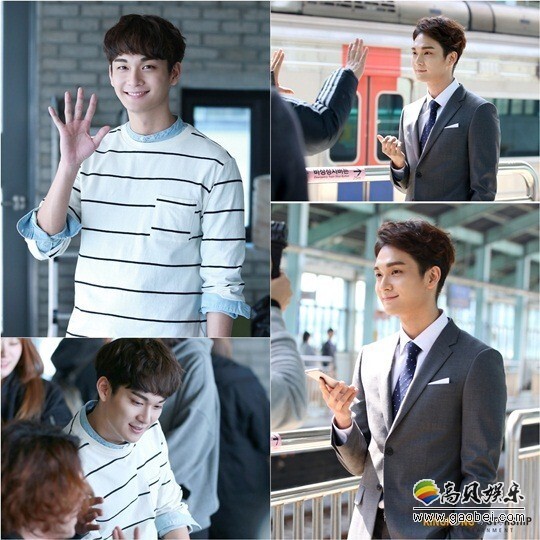 演员赵润宇担任韩国友利银行代言人拍摄广告的花絮照公开