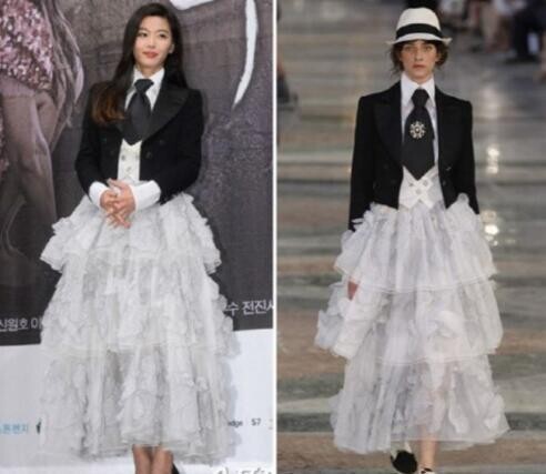 全智贤“撞衫”了职业模特? 全智贤“撞衫”了职业模特?