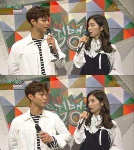 《音乐银行》中,朴宝剑对Irene进行了约定 《音乐银行》中,朴宝剑对Irene进行了约定