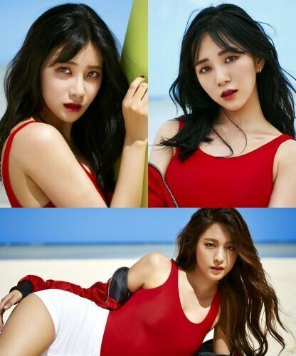 AOA再曝宣传照 红衣白裤热辣又性感